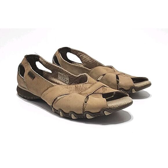 SKECHERS 46458 Brown Leather Casual Peep Toe Women's Size US 9 Comfort Shoes - Picture 5 of 7